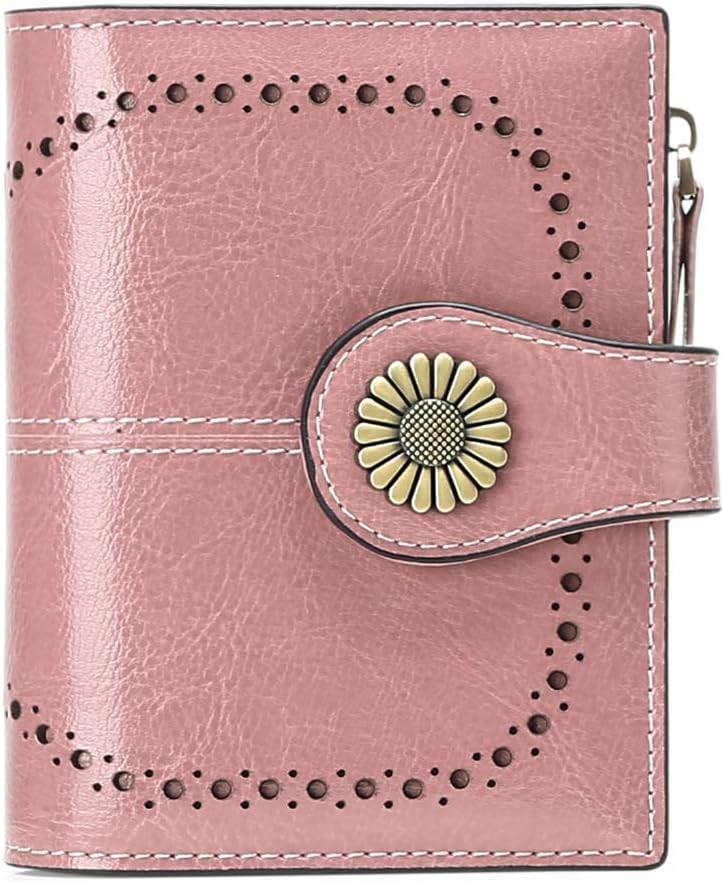 Women Wallet Pouch Purse Genuine Leather Bifold ID Window