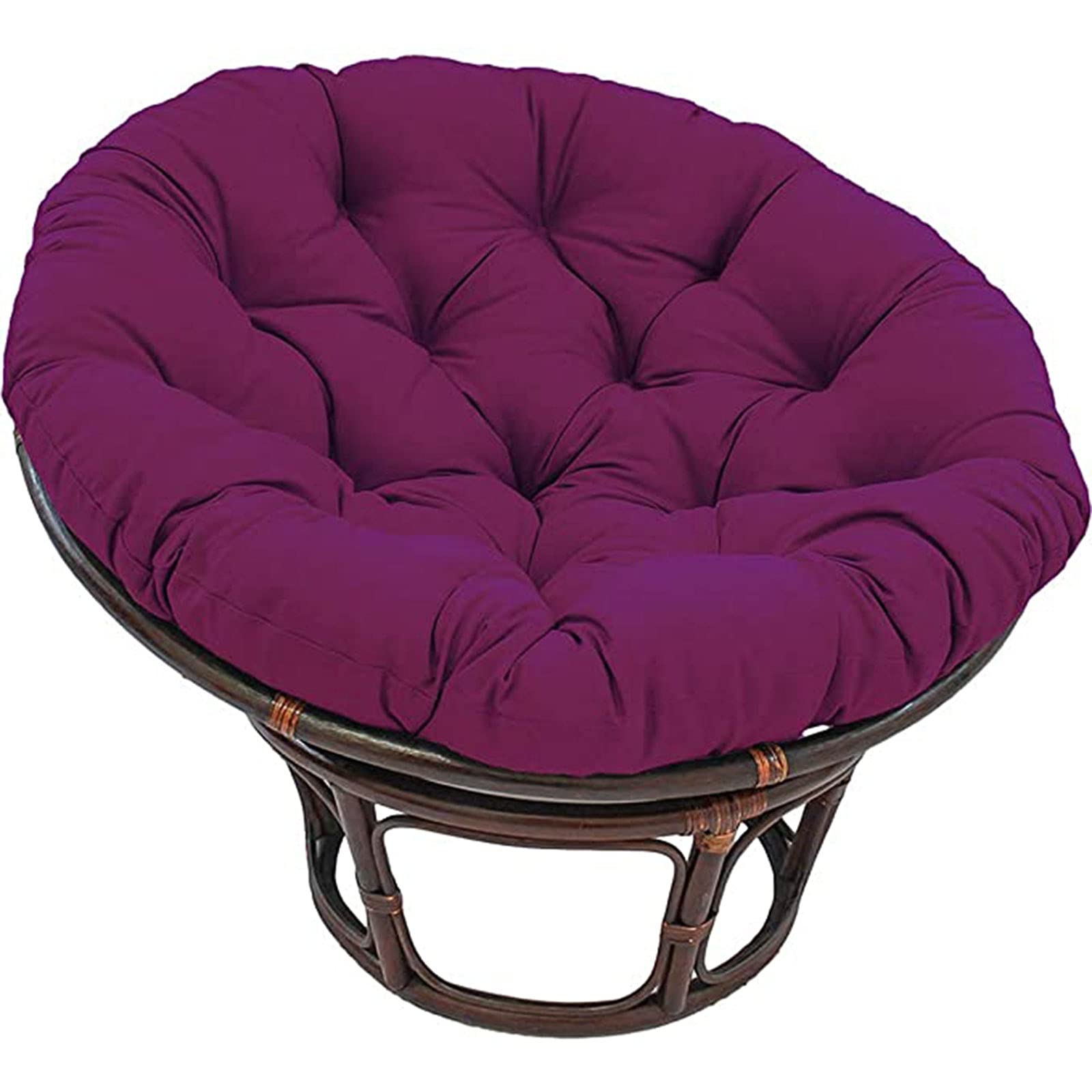 132 cm Tylko poduszka Papasan na zewnątrz, poduszka na krzesło do jajek, wisząca poduszka do huśtawki na krzesło, wodoodporna, gruba, bawełna lalek, z paskami pozycjonującymi, fioletowa