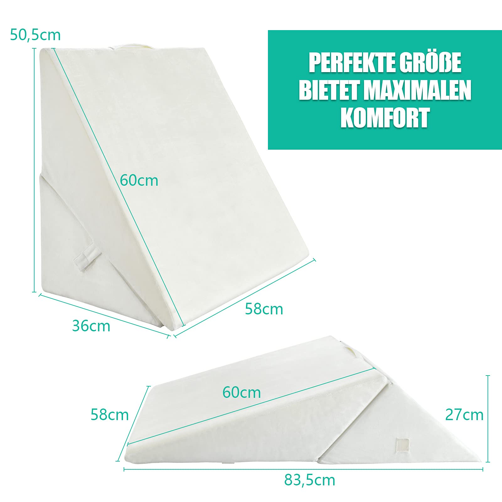GOPLUS Cojín cuña para Relajarse, cojín de Lectura de Espuma viscoelástica, cojín de Espalda con Funda extraíble, Funda Lavable, cojín Relax para Cama o sofá, Blanco