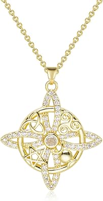 Pendant Necklace for Women Celtic Knot Necklaces 18K Gold Plate Witches Knot Necklace