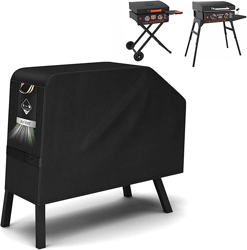 KINGLY Cubierta de parrilla para Blackstone de 22 pulgadas con capucha y soporte, súper duradera, resistente al agua, para parrilla Blackstone de 17
