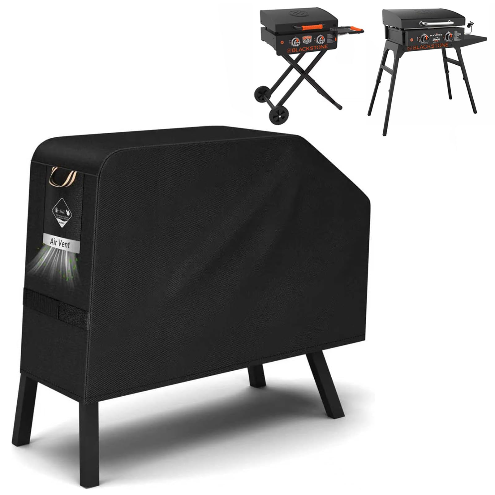 KINGLY Griddle Cover for Blackstone 22 inch with Hood & Stand,Super Durable Heavy Duty Waterproof Grill Cover for Blackstone 17 and 22 inch Griddle,Thick and Sturdy Weatherproof(Cover only)
