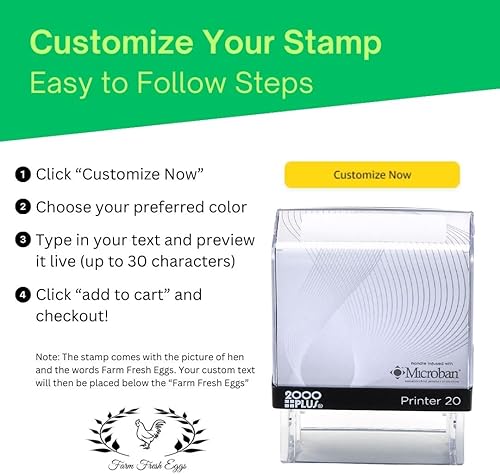 Miniatura 5 de Sello autoentintado para caja de huevos personalizada, sello de cartón de huevos frescos de granja, luego el nombre de tu granja como un sello