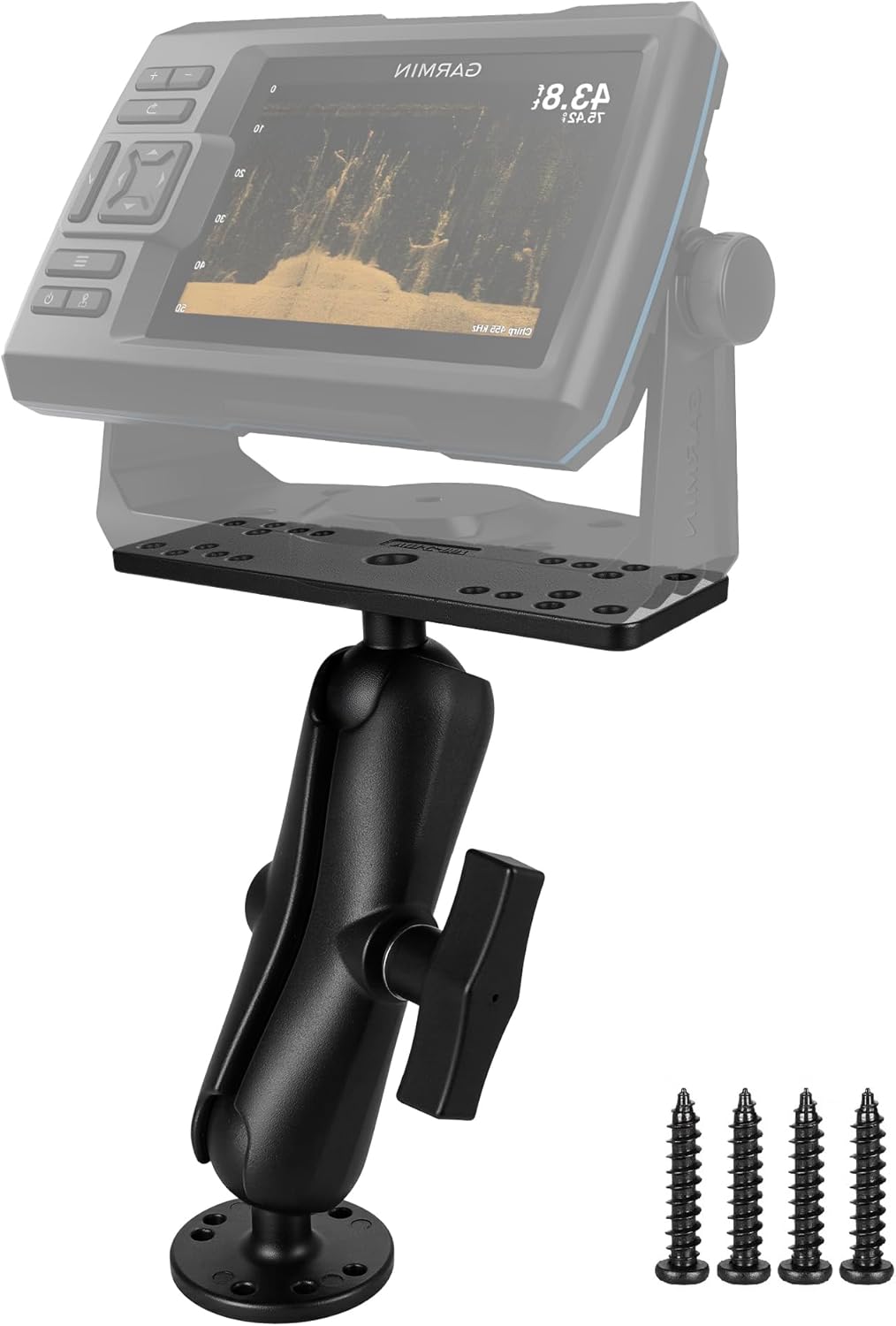 Fish Finder Mount with C Size 1.5" Ball,5.9" Aluminum Arm Marine Electronics/Depth Finder Mount,High Salt Water Resistant,Compatible with Garmin, Lowrance,and More