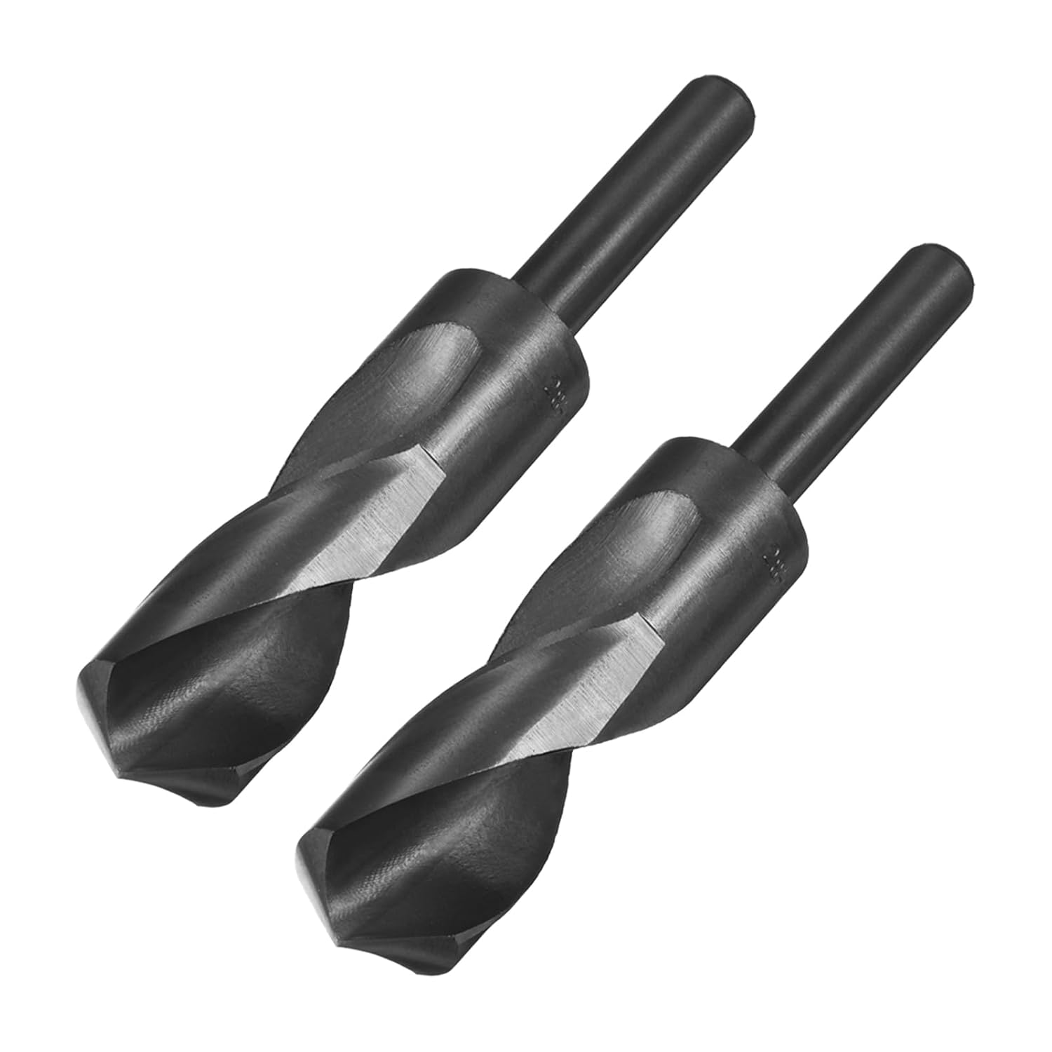 uxcell 2pcs Reduced Shank Drill Bits 28mm Black Nitride Coated High Speed Steel HSS 9341 with 1/2 Inch Straight Shank, Twist Drill Bit for Stainless Steel Alloy Metal Plastic