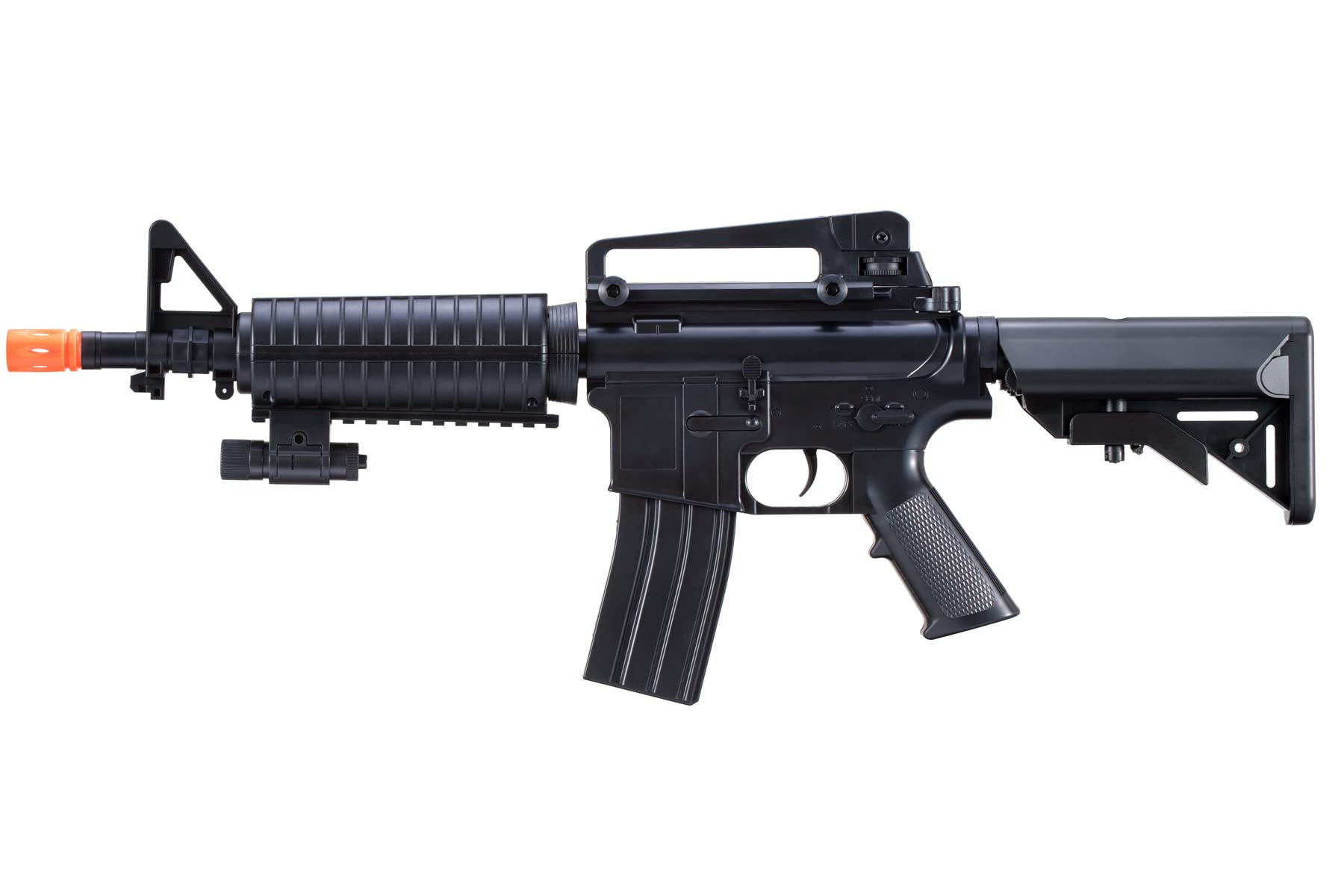 Lightweight M16 Spring Powered Airsoft Rifle with M4 Handguard and Detachable Laser Sight (Color: Black)