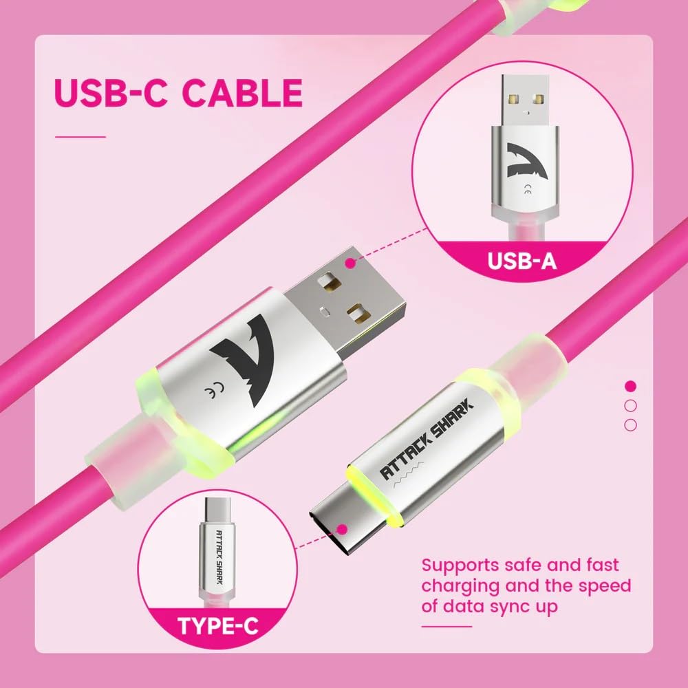 Amazon.com: ATTACK SHARK C01 Ultra Coiled USB C Cable Double