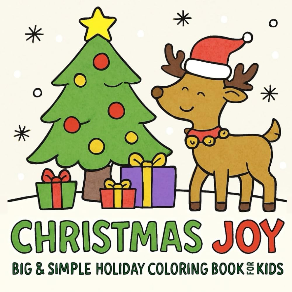 Christmas Joy – Big & Simple Holiday Coloring Book for Kids!: Festive Coloring Fun for Kids | Simple and Cute Christmas Pictures for Ages 3–8 | Cute Christmas Designs with Santa, Reindeer & Gifts