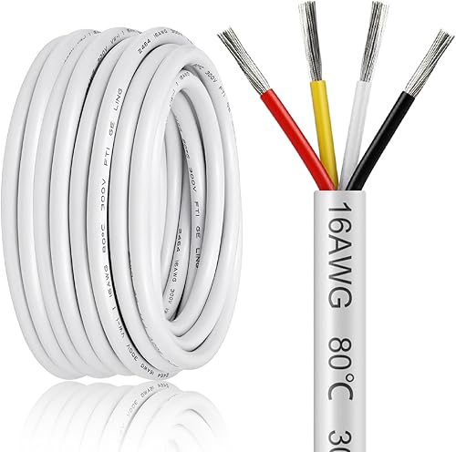 Miniatura 34 de Cable de calibre 18 de 20 pies, 4 conductores, cable eléctrico de 18 AWG, cable de cobre estañado trenzado sin oxígeno 18/4, cable de bajo voltaje