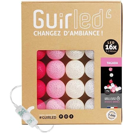 Guirlande Lumineuse Boules Coton Led Usb Veilleuse Bebe 2h Adaptateur Secteur Double Usb 2a Inclus 3 Intensites 16 Boules 1 6m ada Amazon Fr Luminaires Et Eclairage