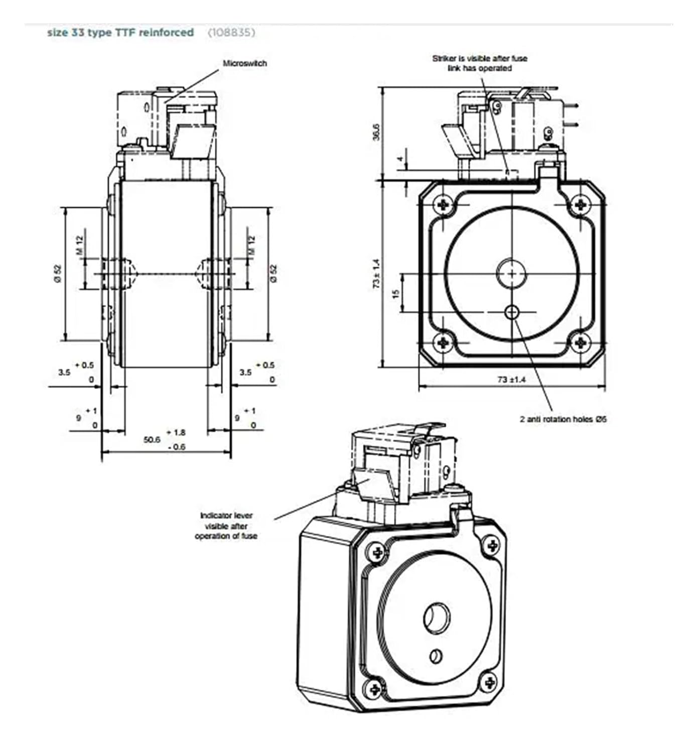 PC33UD69V1250TF high Power Electronic Parts Ceramic Fuses Thermal Fuse Types