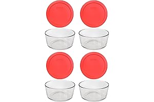 Pyrex 4-Cup Round Dish with Red Plastic Cover