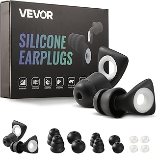 VEVOR Ear Plugs for Sleeping Noise Cancelling, NRR 25 dB Reusable High Noise Reduction Earplugs, Flexible Silicone Soft Earplug with 12 Ear Tips in M/L, for Sleeping, Working, Studying & Traveling