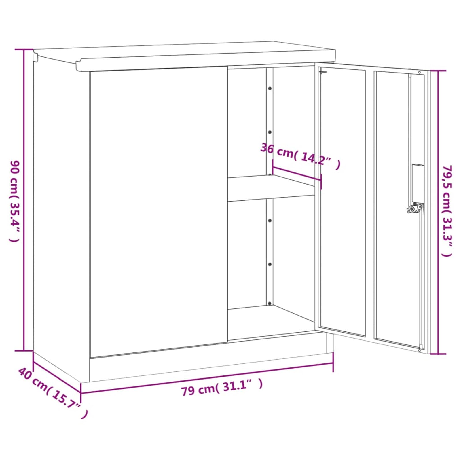 Gecheer Armadio Classificatore,Schedario,Armadietto a Chiave,Armadietto Documenti,Armadietto per Ufficio,Armadio per Ufficio,Armadietto in Metallo,Mobiletto Multiuso,Grigio Chiaro 79x40x90 cm Acciaio
