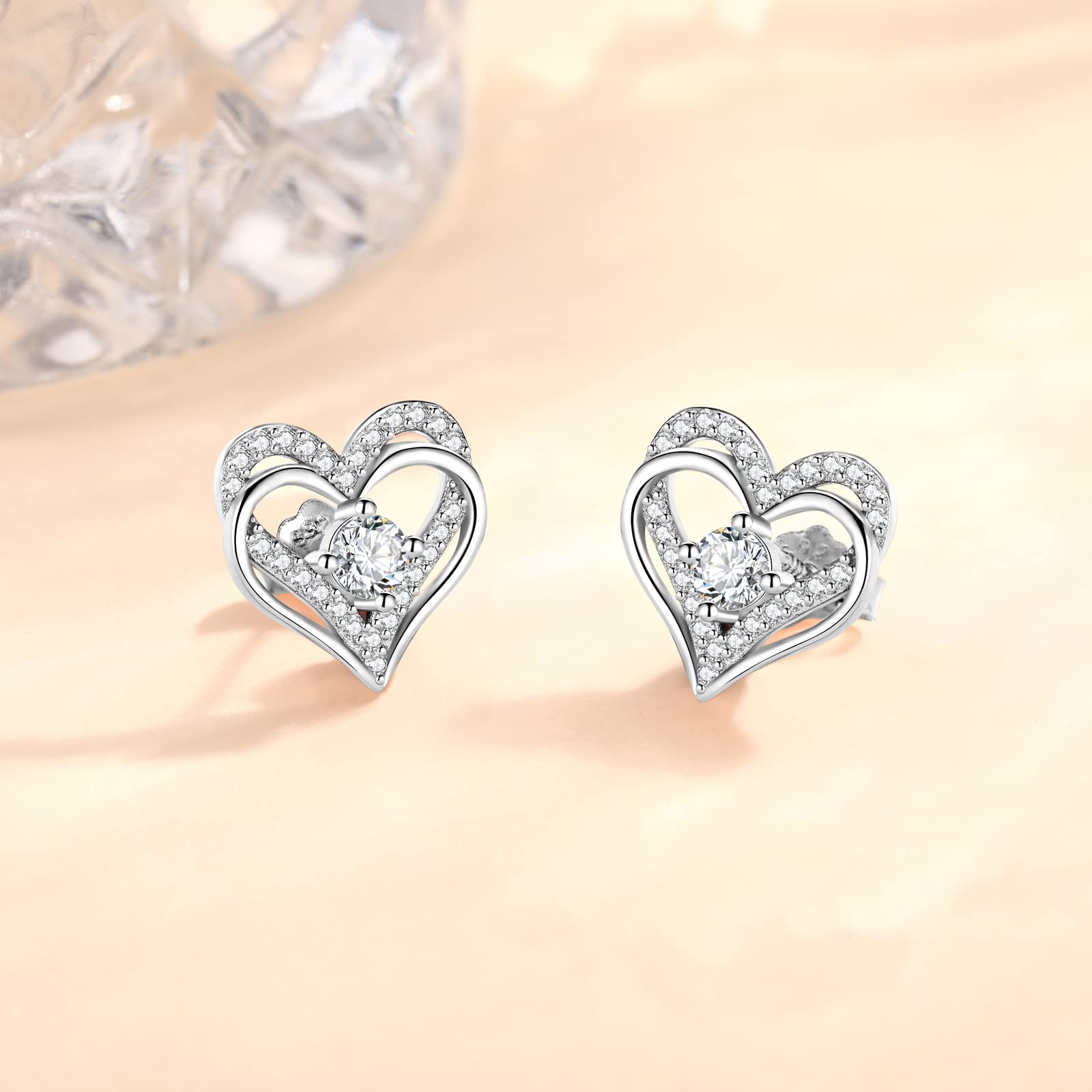 Jrêveinfini Herz Ohrringe Silber 925 Damen Mädchen, Geschenke für Frauen Mädchen Mama mit Geschenkbox