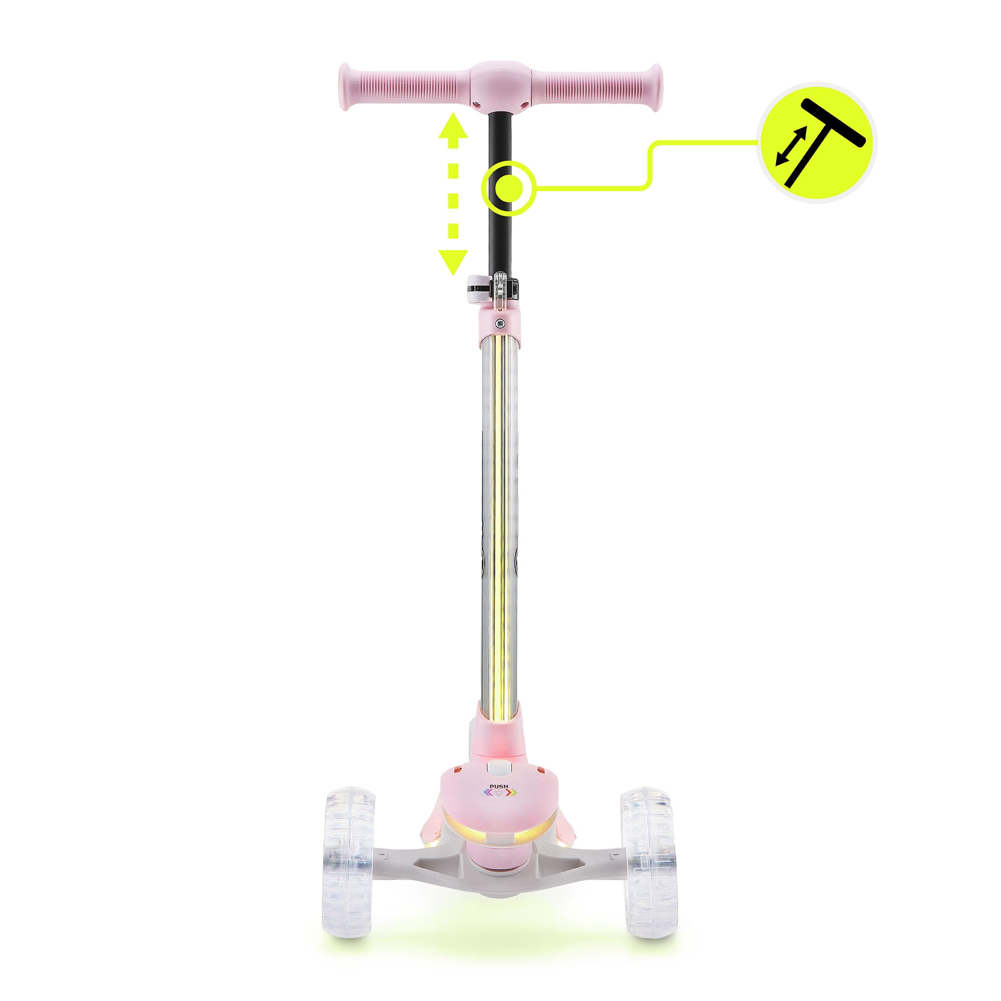 HyperMotion- Monopattino a tre ruote per bambini, 3-8 anni, con illuminazione