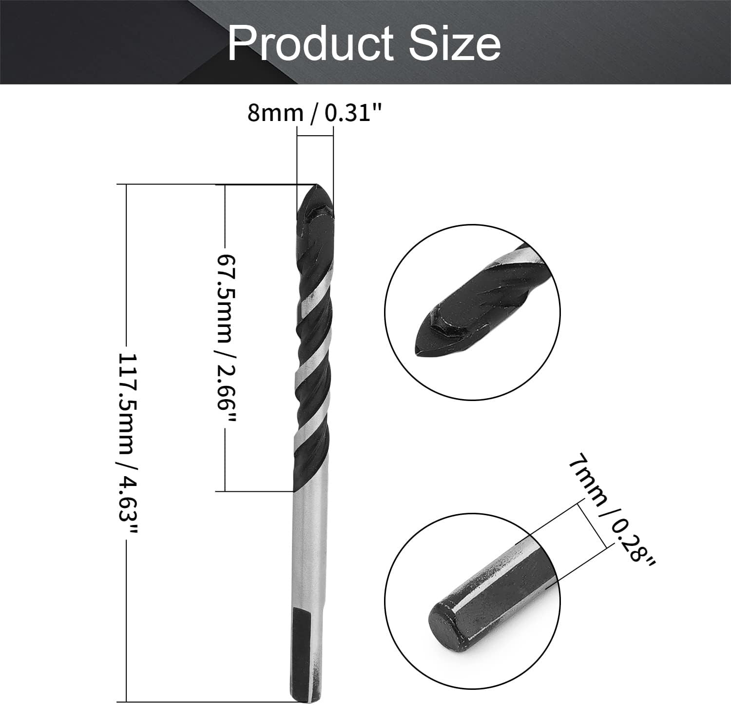 信託 Utoolmart セラミックドリル コンクリートドリル ドリルビット 直径8mm 2個入り 高硬度合金ドリル タイル 超硬ドリル 黒化 U字型スロット セラミック コンクリート ストーン レンガ ダイヤモンド タイル用ドリル Cmdb Md