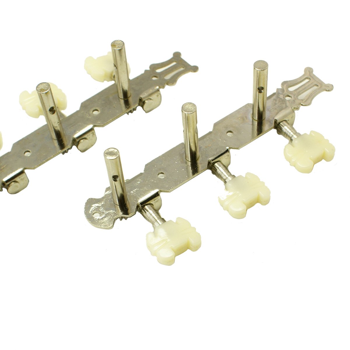 3-on-Plate Classic Acoustic Guitar Tuners head pegs Set, Engraved motif Nickel (3x3)
