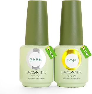 Lacomchir Base E Top Coat Semipermanente per Unghie in Gel Trasparente 15ml x 2pcs UV LED Soak off Smalti Semipermanenti Smalto Gel Unghie UV Manicure kit