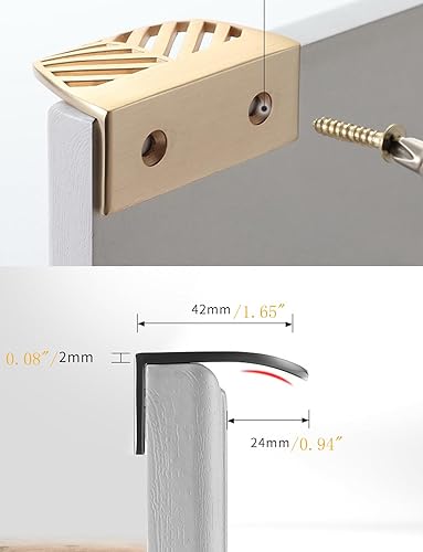 Miniatura 5 de Manija de puerta de gabinete, manijas de borde de dedo, forma hueca con tornillos, aleación de zinc, gris, 2.36 pulgadas de longitud de 1.26