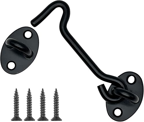 Miniatura 11 de Paquete de 4 cierres de puerta de 4" con gancho y ojo, cierres de puerta de granero de acero inoxidable resistente a la oxidación, ganchos de cabina