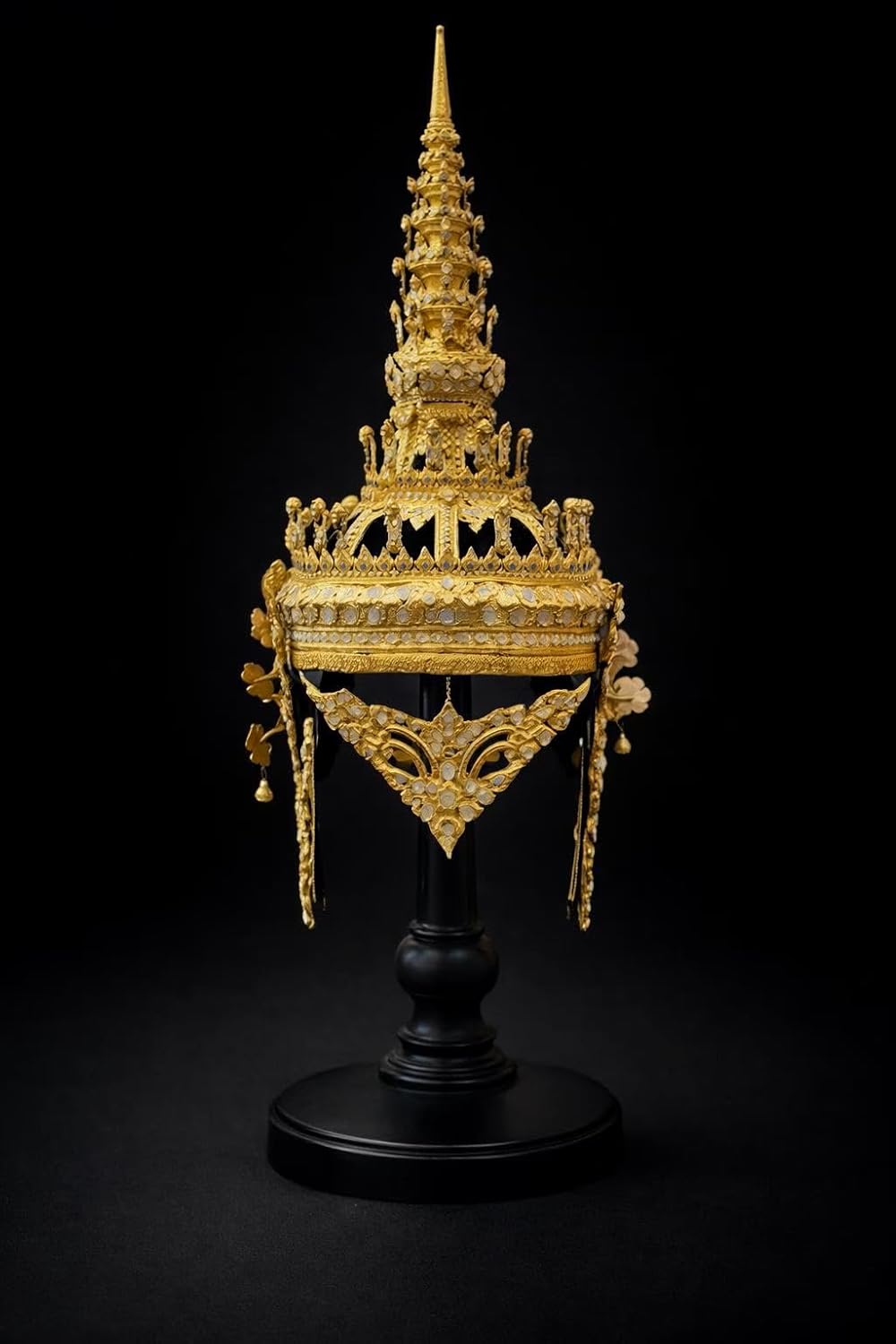 SIAM REGAL Thai Traditional Gold Bridal Crown Headdress, Wedding Jewelry Headpiece, Temple Dancer Tiara, Cultural