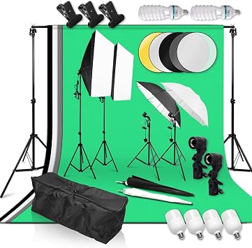 Adjustable 2x3M Background Support System 25W/135W LED Umbrellas Softbox Continuous Lighting Kit for Camera Studio Video