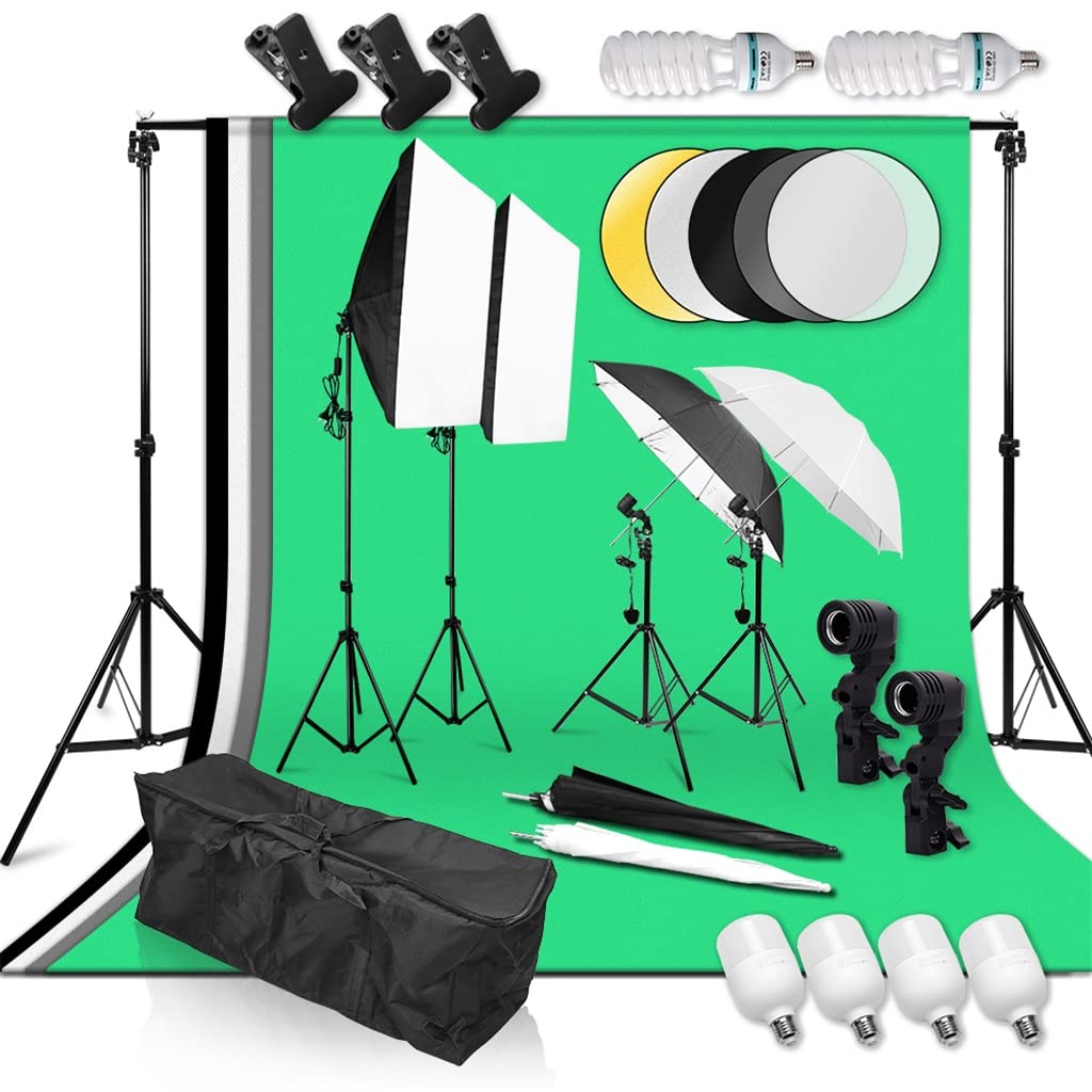 Adjustable 2x3M Background Support System 25W/135W LED Umbrellas Softbox Continuous Lighting Kit for Camera Studio Video