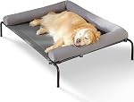 Large Elevated Cooling Dog Bed, Raised Dog Cot Beds for Large Dogs, Elevated Outdoor Pet Cot, Chew Proof Portable Cooling Pet Cot with Skid-Resistant Feet and Breathable Mesh