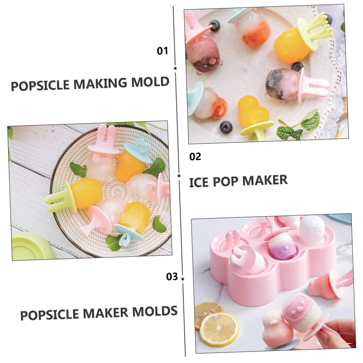 4ensembles Lot de Moules à Glace Silicone Soi-même Animaux pour Glaces Maison et Yaourts Glacés