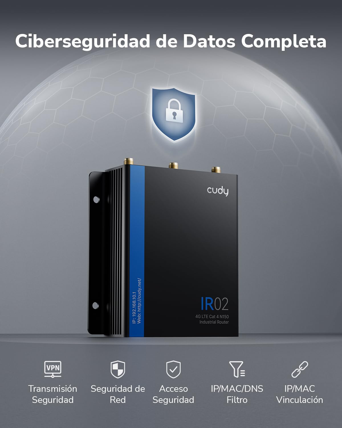 Cudy Router WiFi industrial 4G LTE Cat4 N150, enrutador celular dual SIM con RS232/RS485 e IO, amplia temperatura -40 ~ 75 °C, metal IP30, para máquinas expendedoras, cajeros automáticos, tiendas