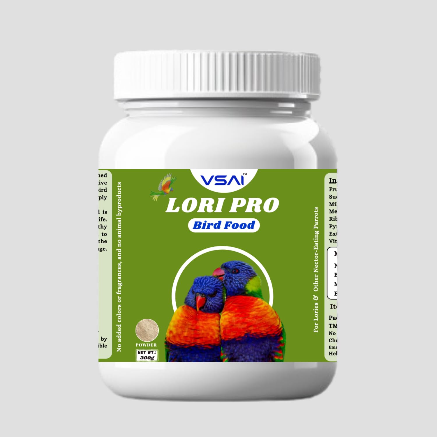 VSAI Lori Pro Bird Food | Complete Food for Lories & Other Nector-Eating Parrots | Lori Food | 300g (Pack of 1)