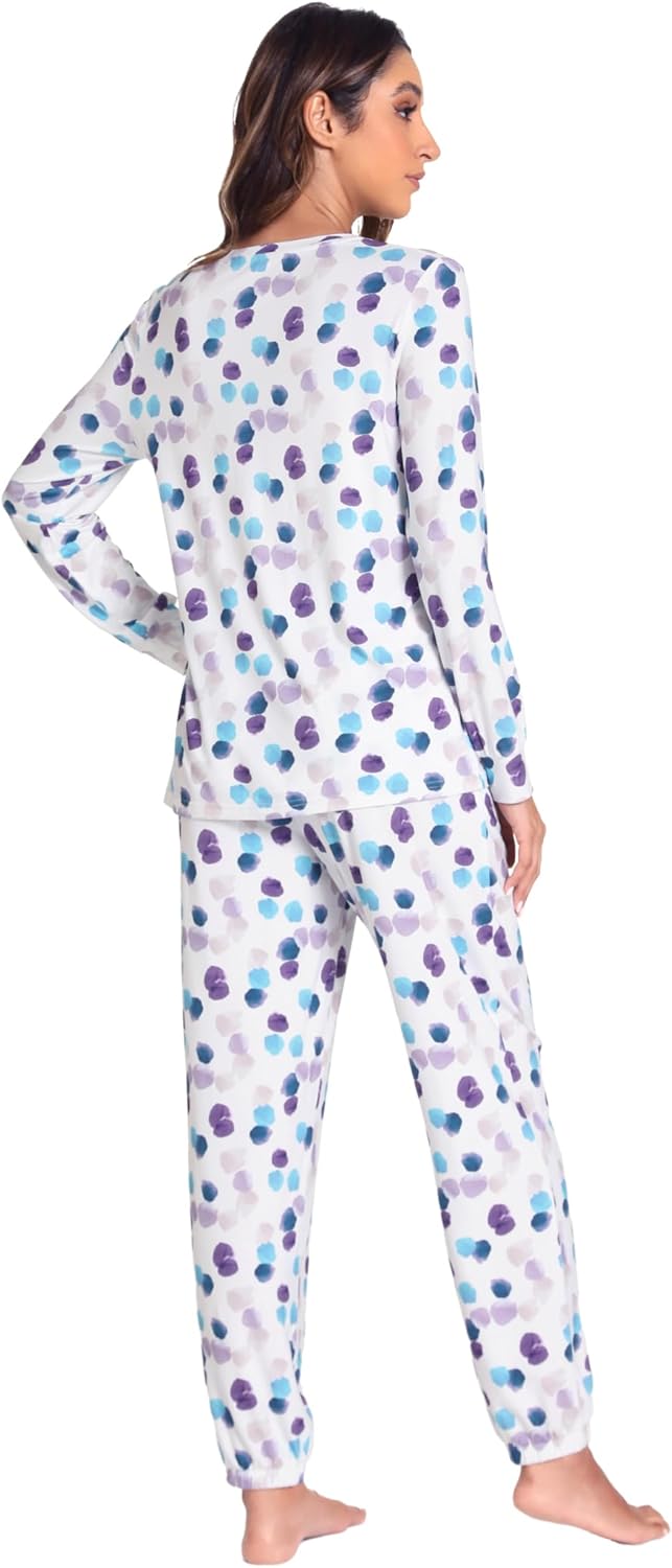 GYS Womens Pajamas Set - Viscose Made from Bamboo, Long Sleeve Sleepwear Tops with Jogger Pants Lounge Pjs Sets - Image 2