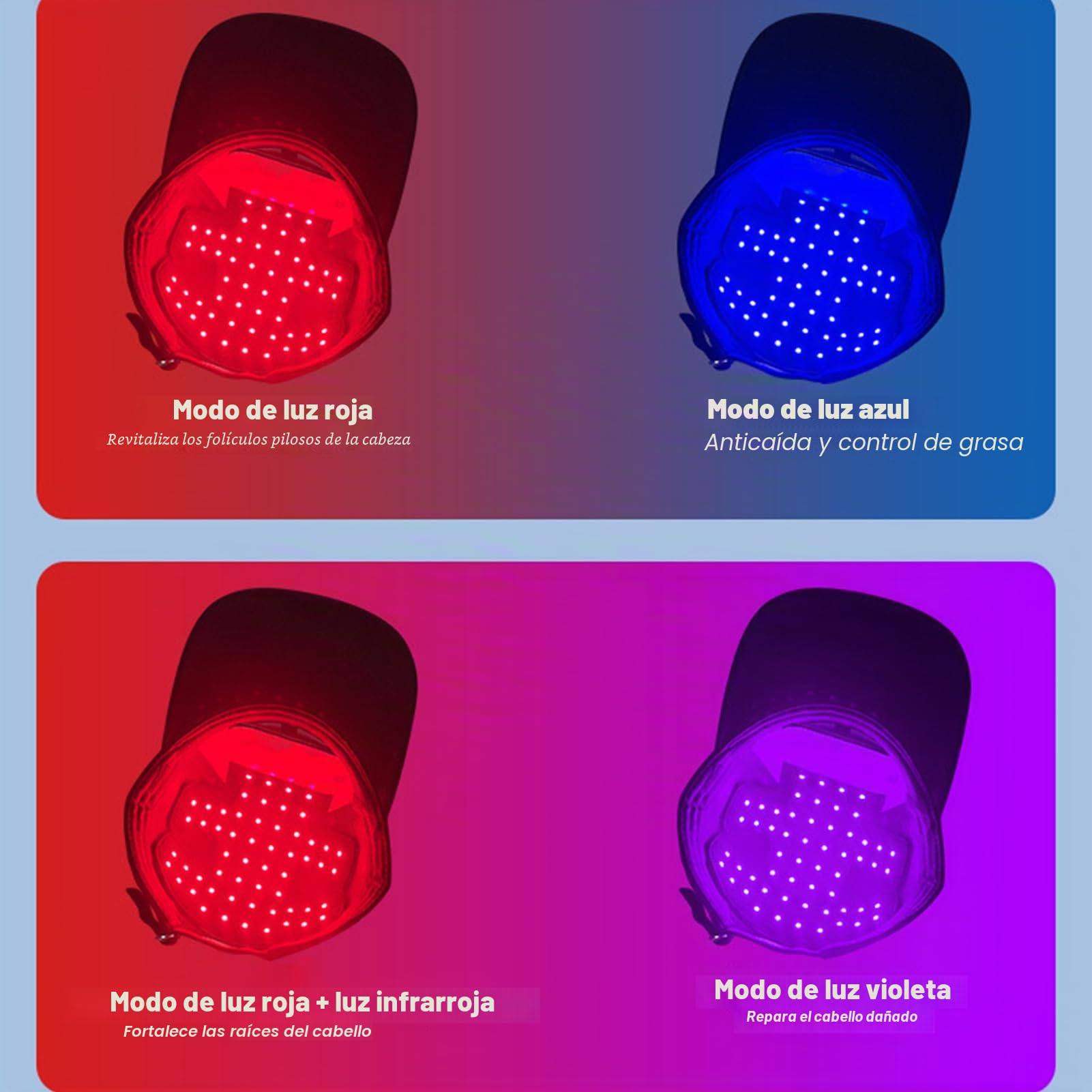 Gorra de crecimiento del cabello LED luz roja infrarroja para alopecia