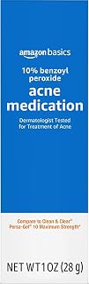 Amazon Basics 10% Benzoyl Peroxide Acne Treatment Gel, Maximum Strength, 1 Fluid Ounce