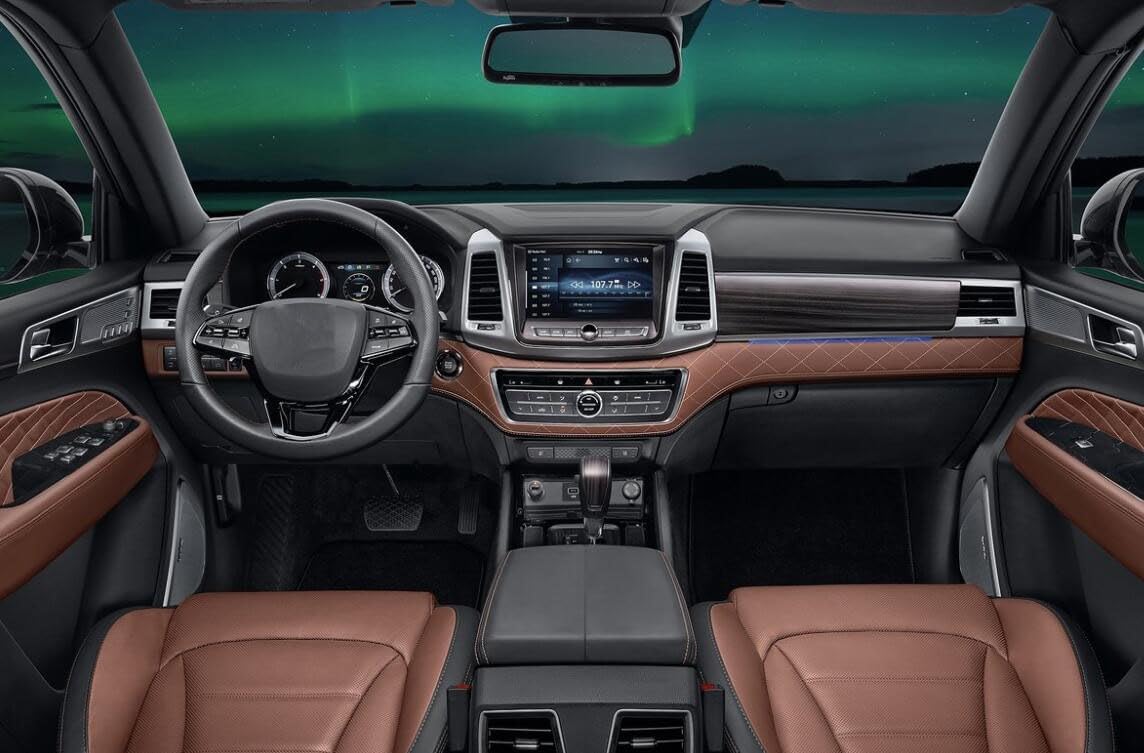 Black Leather Style Car Dash Mat Dashboard Cover Dash Panel Interior Console Pad Compatible for SsangYong Rexton 2018-2024