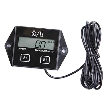 Haibing LCD Digital Tach/Hour Meter Gauge Waterproof Spark Plugs Gas Engine Motorcycle ATV