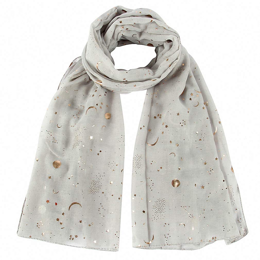 Fashion Scarf for Women, Lightweight Colorful Shawl with Star Moon Pattern for Girls Ladies Women - Image 4