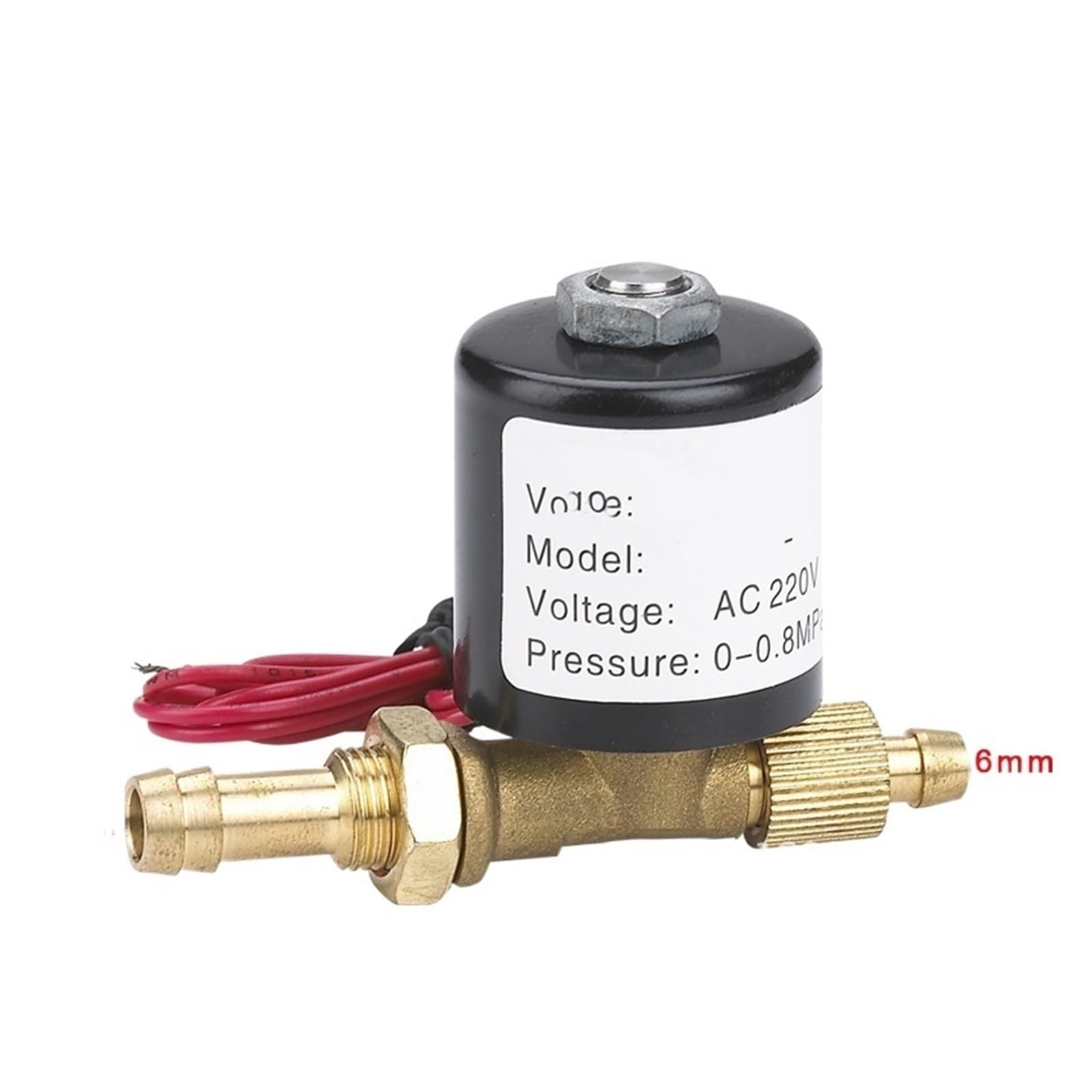 Électrovanne 2 voies en laiton DC 24V avec raccord 6mm pour machine à souder