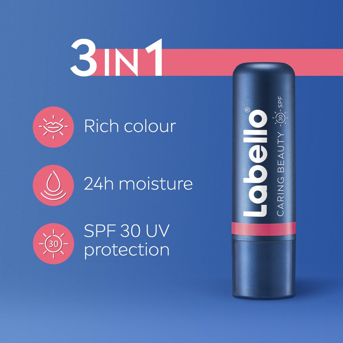 Labello Caring Beauty Lip & Cheek Balm Rose 4.8g – 2-in-1 Tinted Moisturising Balm for Lips & Cheeks – Buildable Soft Rose Colour with Nourishing Everyday Care