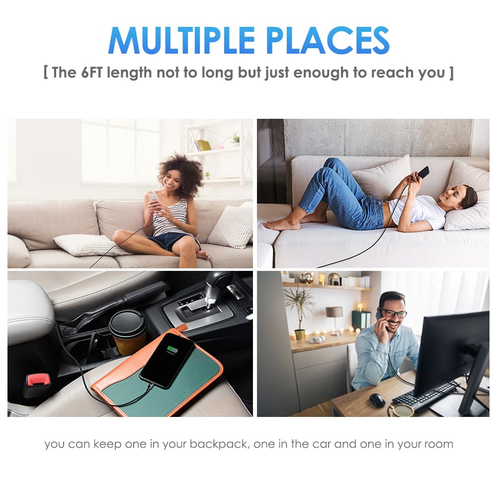 ohbox Paquete de 3 cables de carga para iPhone de 6 pies