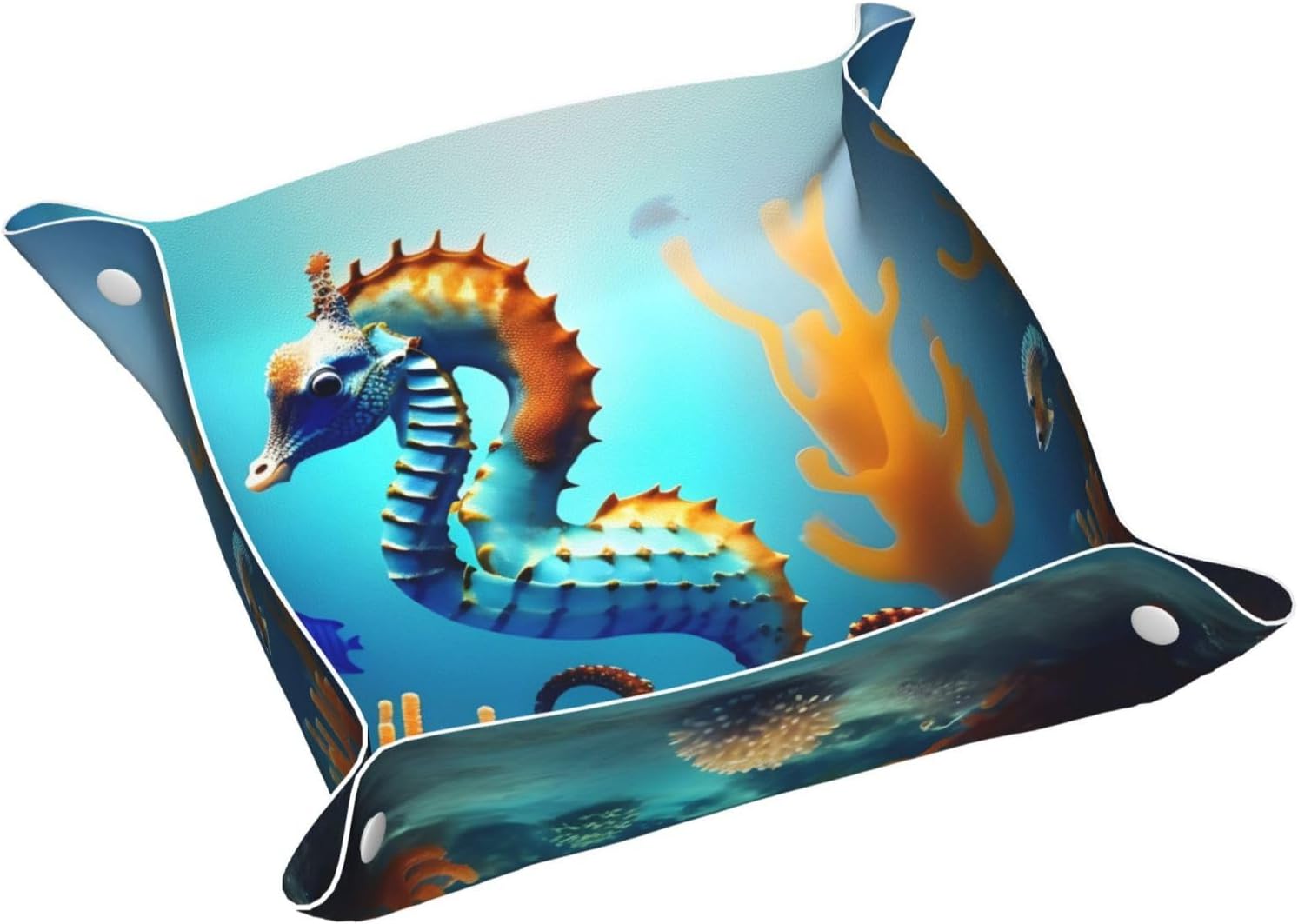 Seabed Coral Seahorse Leather Storage Tray, Storage Key Chains, Coins, Watches, Earrings and Other Accessories, a Must-Have for Home