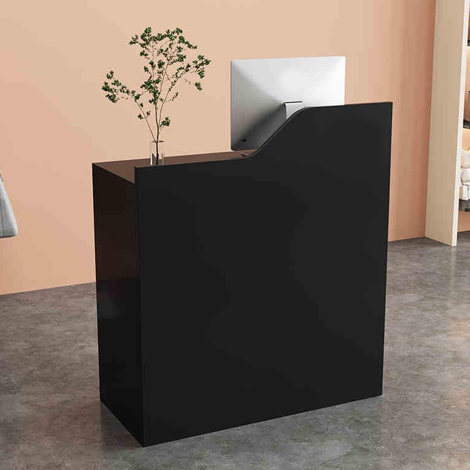 Rezeptionstresen, Verhandlungstisch, Thekentisch Für Kasse Und Einzelhandel, Kassentheke Mit Abschließbarer Schublade, Für Salon-Lobby-Kassenbüro, Schwarz, 80 cm