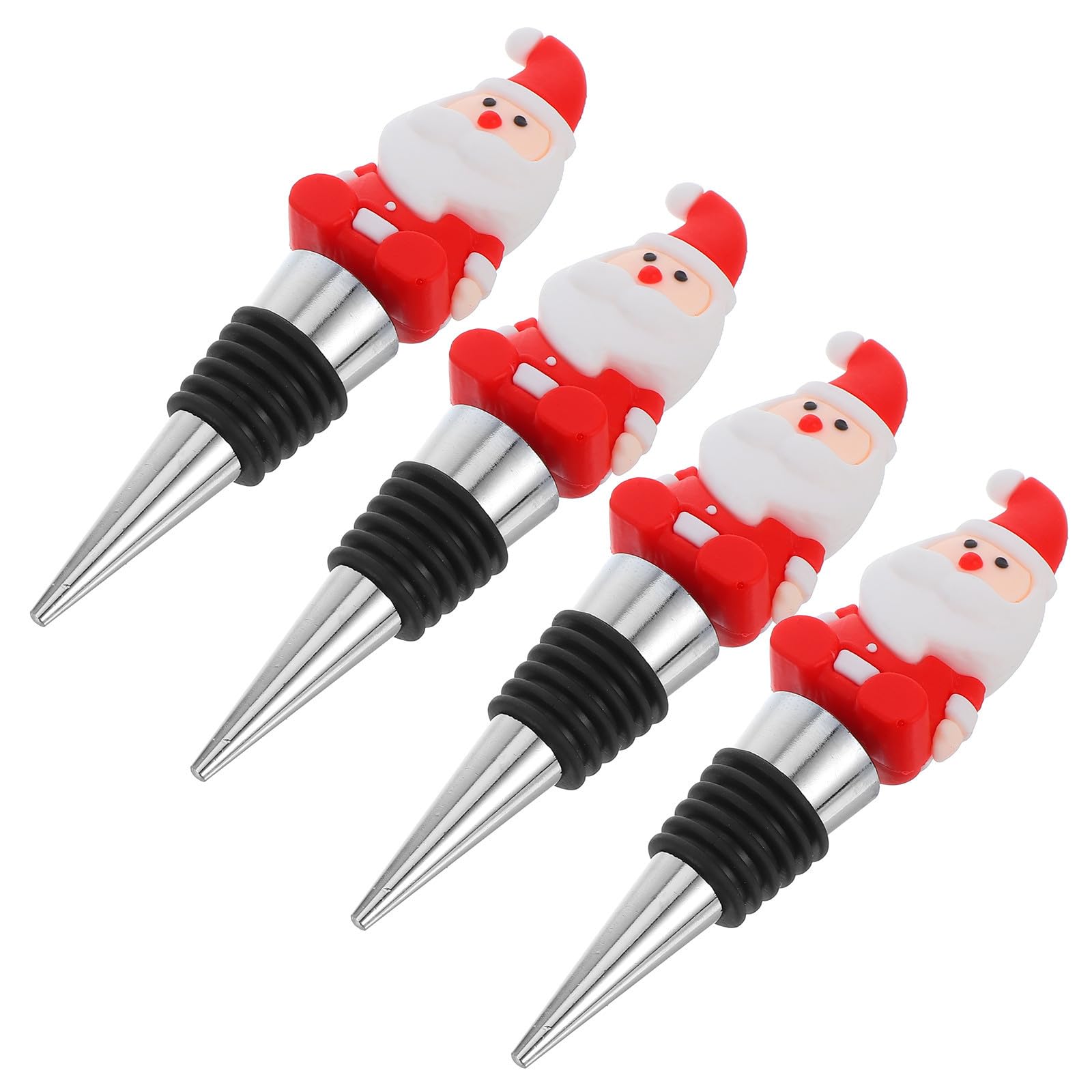 TOYANDONA 20 Piezas Tapón de Vino de Papá Noel Rojo para Fiesta Navideña | Pvc y Aleación de Aluminio, Sellado para Conservar Sabor, Detalle Festivo para Familia y Amigos