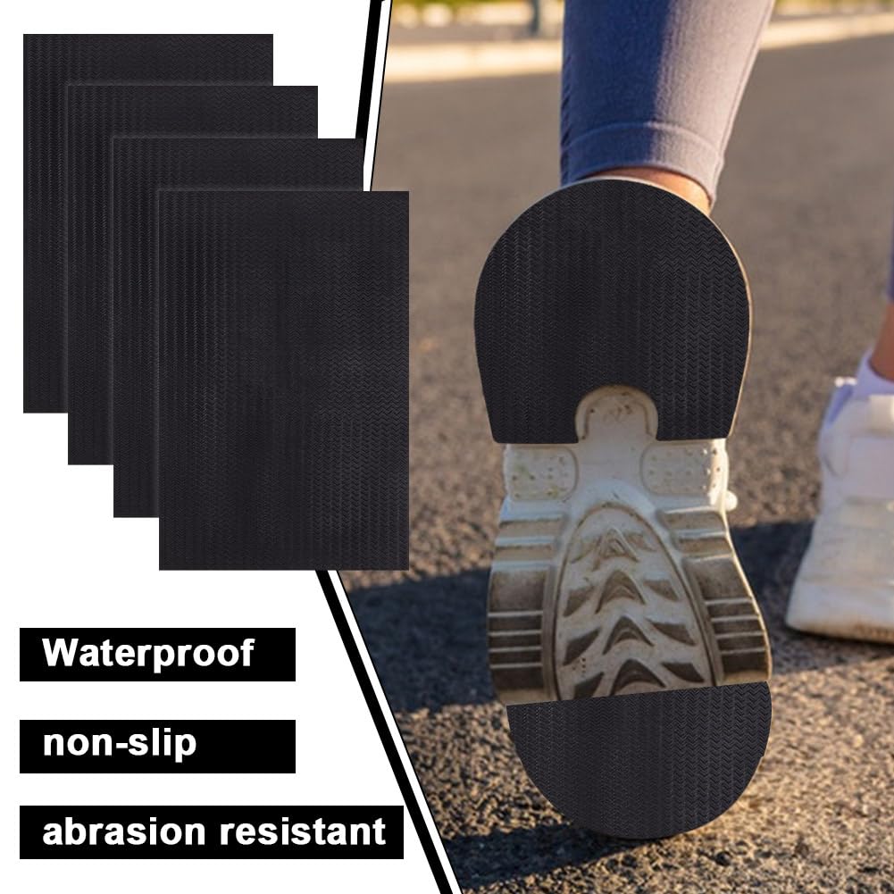 NBEADS Riparazione Suola In Gomma, Materiale per La Riparazione Del Fondo Delle Scarpe Antiscivolo Da 3.5mm di Spessore per La Riparazione Della Suola per Stivali, Scarpe In Pelle, Nero, 56x38cm