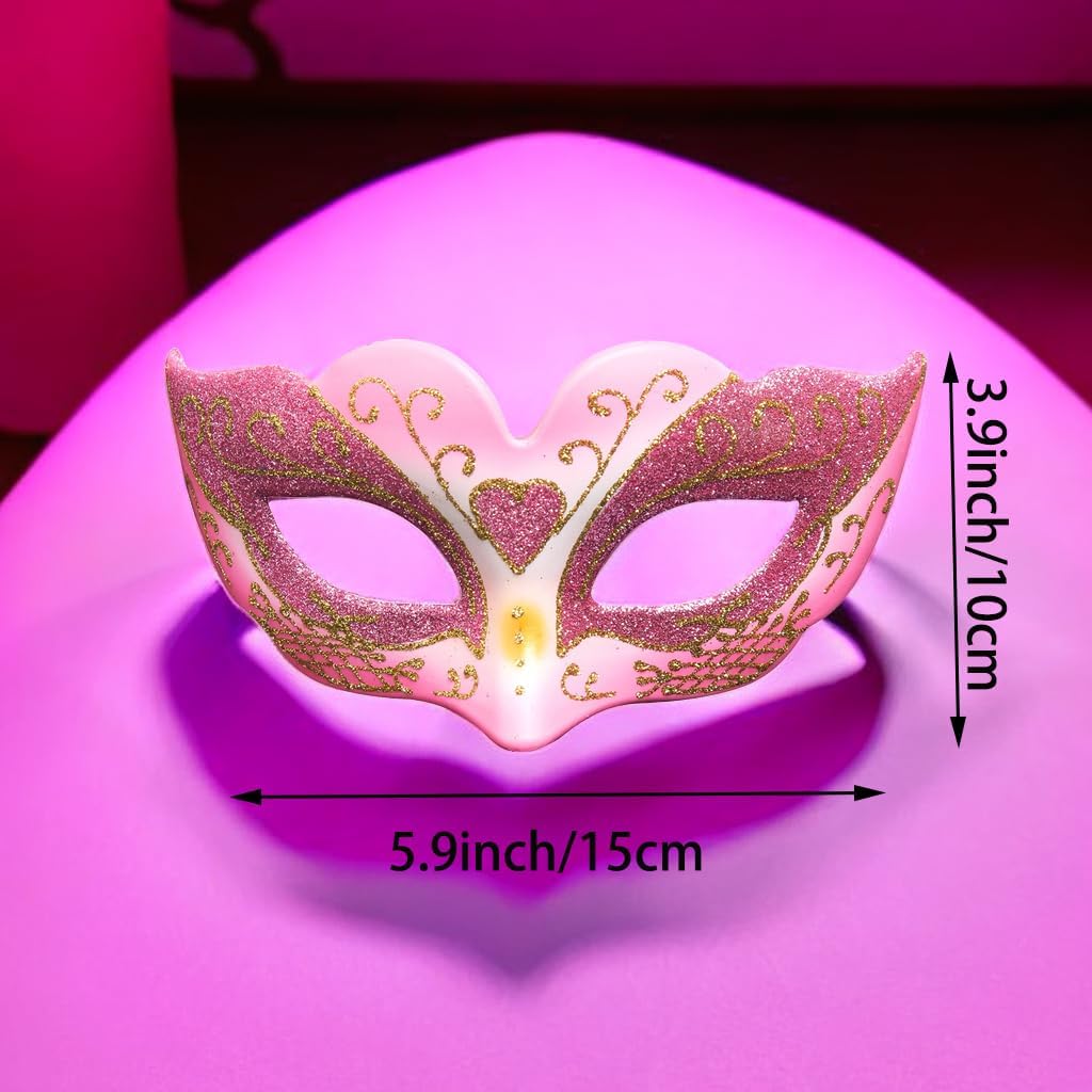 Pink Masquerade Mask, Halloween Mardi Gras Carnival Mask for Party Girls Night Out Party Games Toys (Pink) - Image 2