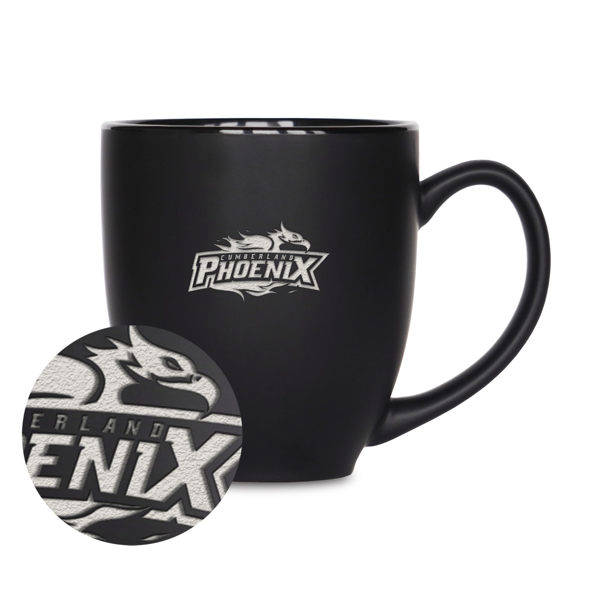 Mug Cumberland University en céramique noire mate texturée haute finition