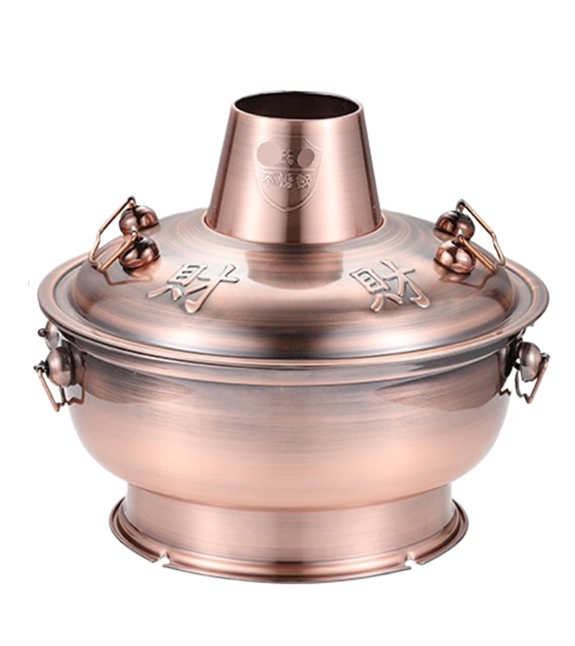 asdchZen Chinese Hot Pot Shabu Hot Pot Stainless Steel Hot Pot Pan Cassette Stove Hot Pot For Home Party Charcoal Kitchen Cooking Pot,Red Copper,34cm