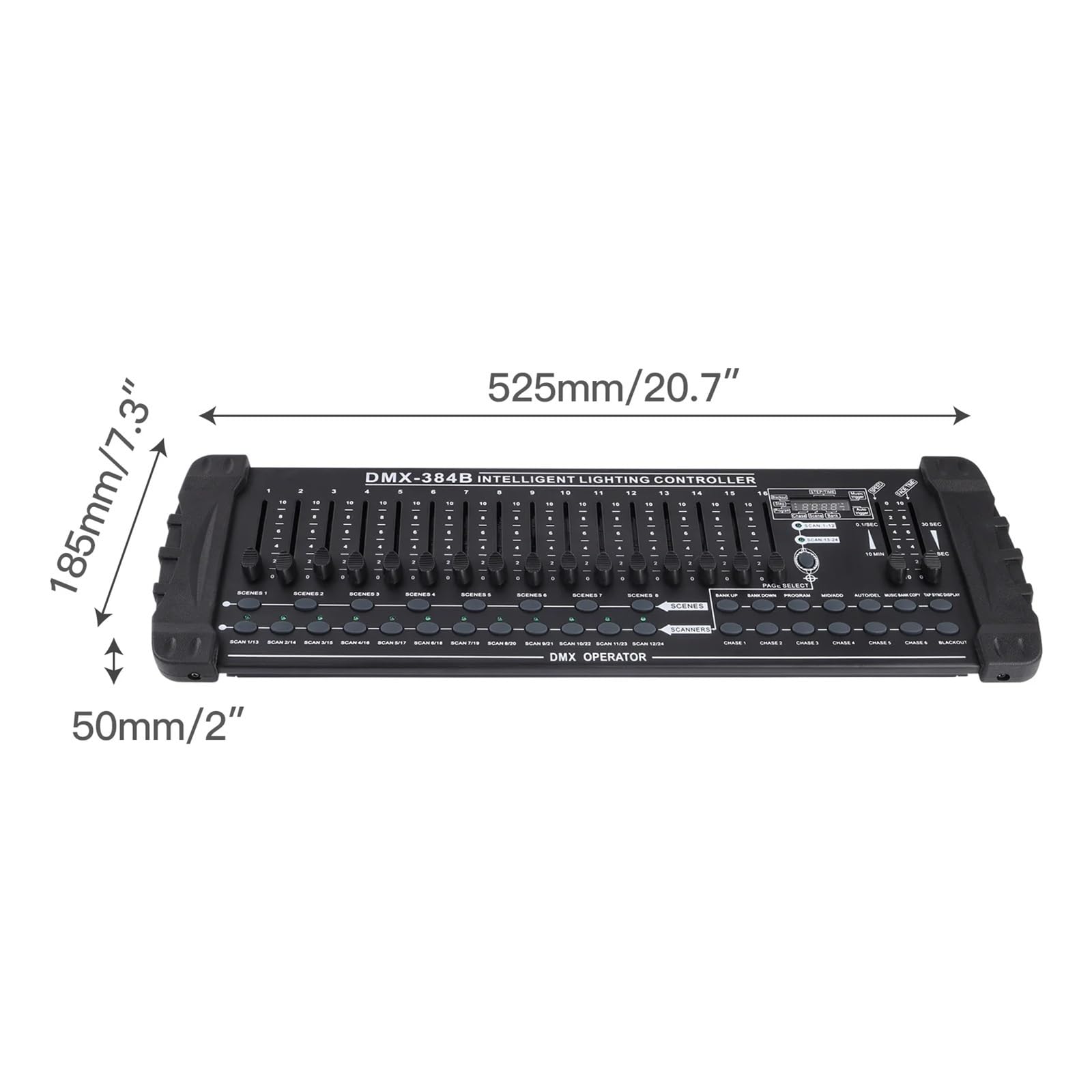 Mesa mezcladora de iluminación Controlador DMX512 con operador MIDI y DMX negro, controlador de iluminación de 384 canales for escenarios, discotecas, fiestas, conciertos, bodas y teatros. para espect