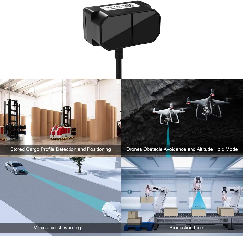youyeetoo TFmini Plus Lidar Sensor Module Single-Point Ranging Module 0.1-12m Measurement Range Distance, For Drone Industrial Sensing Robot Smart Home Support I/O, UART and I2C